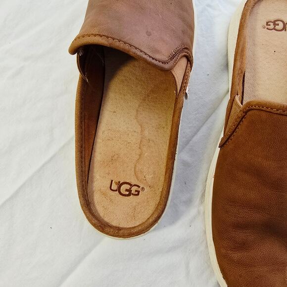 UGG Gene Nubuck Slip on Brown Sneakers Slide Leather Size 7.5 - Picture 8 of 9